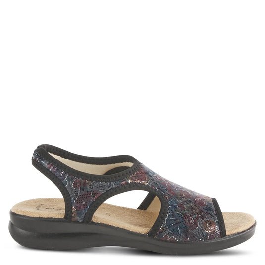 Spring Step Flexus Women's NYAMAN Sandals Black Floral