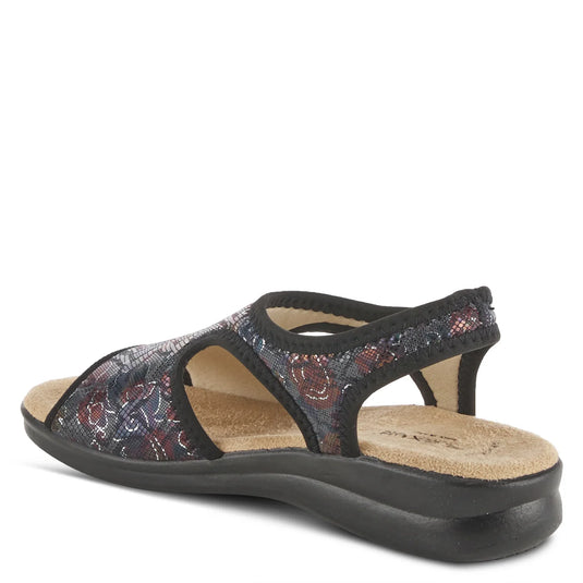 Spring Step Flexus Women's NYAMAN Sandals Black Floral