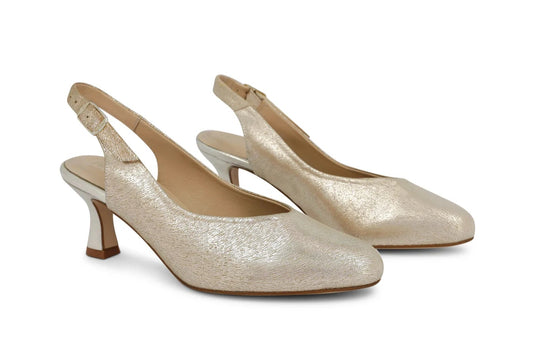 Piesanto Women's  230230 Slingback Kit Pump Platinum Metal suede