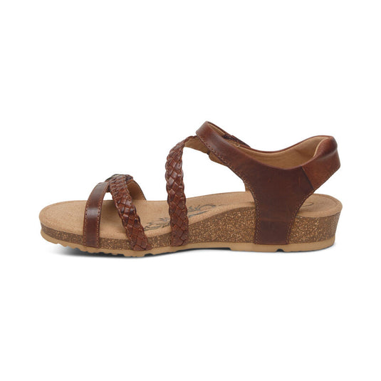 Aetrex Women's Jillian Braided Quarter Strap Sandal Walnut