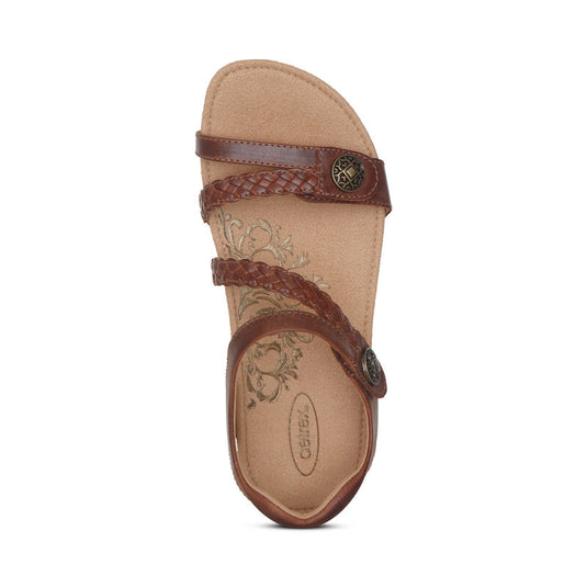 Aetrex Women's Jillian Braided Quarter Strap Sandal Walnut