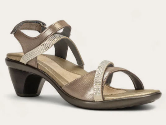 Naot women's Innovate Sandals Silver Threads Lthr/Beige w/ Clear Rhinestones