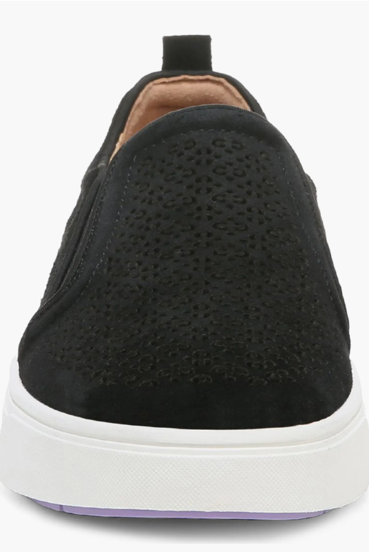 Vionic Kimmie Perforated Suede Slip-On Sneaker Black