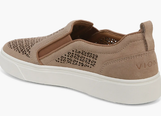 Vionic Kimmie Perforated Suede Slip-On Sneaker Wheat
