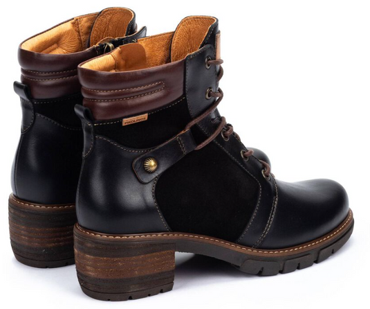 Pikolinos women's SAN SEBASTIA heeled lace-up ankle boots Black