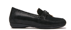 Asgi Women's Holland Flats Black-Scale Suede