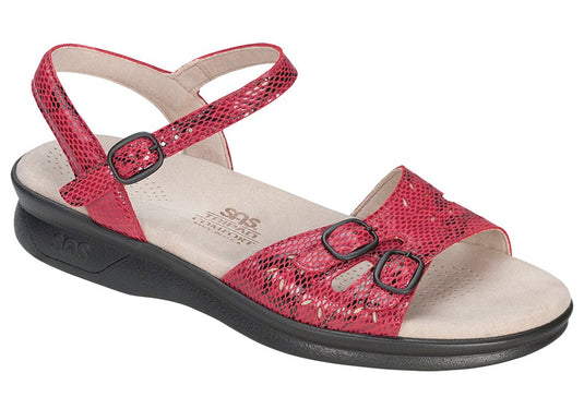 SAS Women's Duo Ankle Strap Sandals Red Snake
