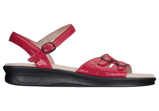 SAS Women's Duo Ankle Strap Sandals Red Snake