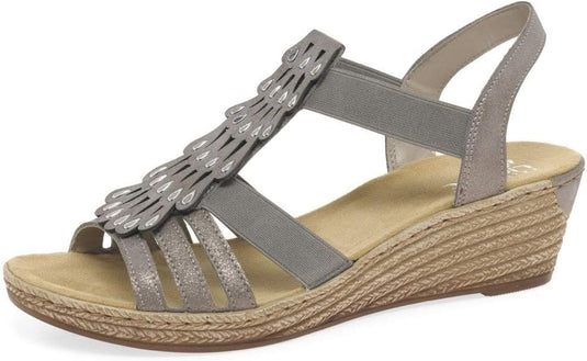 Rieker Women's Wedge Heel Sandals 62435 - Grey