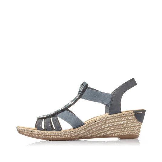 Rieker Women's Wedge Heel Sandals 62435 - PACIFIC