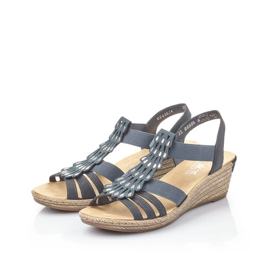 Rieker Women's Wedge Heel Sandals 62435 - PACIFIC