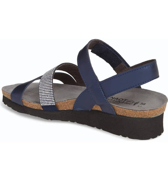 Naot Women's Krista Hook & Loop Sandals Polar Sea with Nickel Rivets