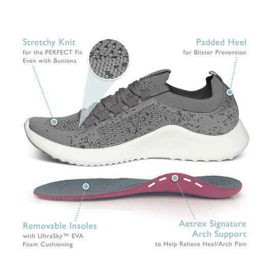 Aetrex Carly Arch Support Sneaker - Grey