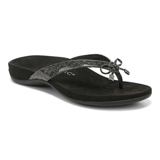 Vionic Women's Bella Toe Post Sandals Black Tile