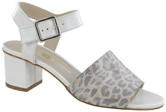 Sas Women's Bianca Quarter Strap Sandal White / Silver Ocelot