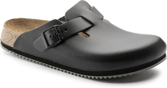 Birkenstock Boston Black Leather Sandals