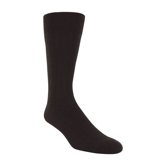 Florsheim Men's Crew Dress Wide Rib Socks Black