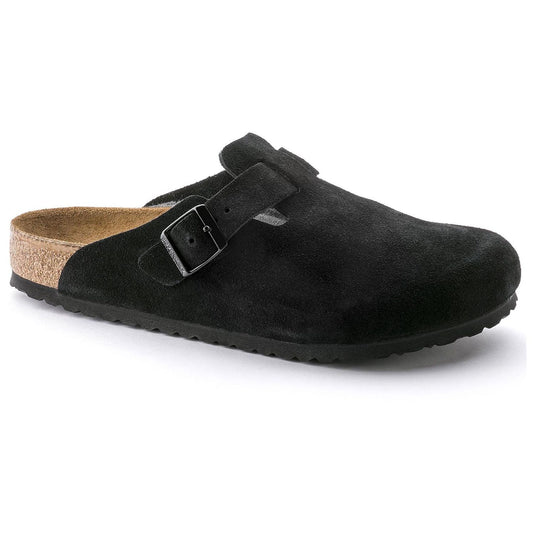 Birkenstock Sandals Boston Black Suede Leather