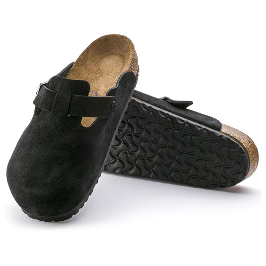 Birkenstock Sandals Boston Black Suede Leather