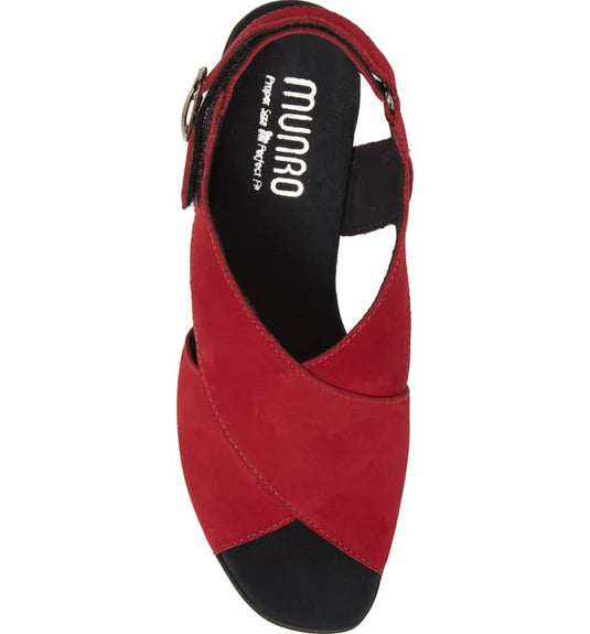 Munro Women's Laine Sling Back Sandals Red Nubuck