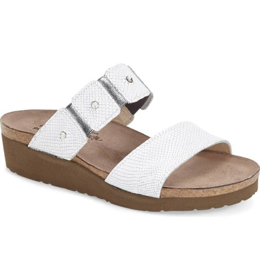 Naot Women's Ashley Slide Sandals White Snake Leather