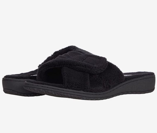 David Tate Women's Cozy Slippers Black Terry Cloth