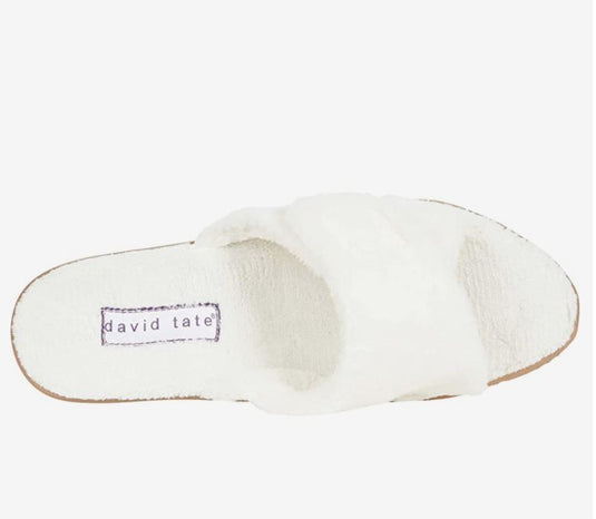 David Tate Women's Cozy Slippers Light Bone Terry Cloth