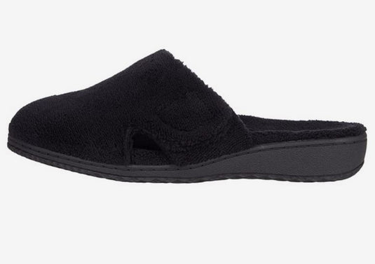 David Tate Women's Cuddle Slippers Black Terry Cloth