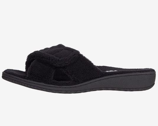 David Tate Women's Cozy Slippers Black Terry Cloth