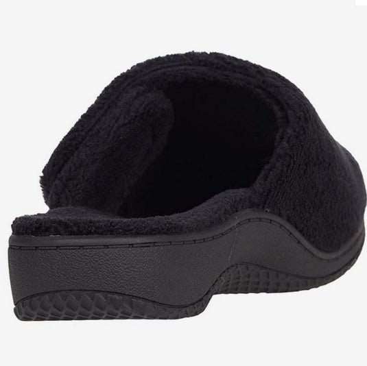 David Tate Women's Cuddle Slippers Black Terry Cloth