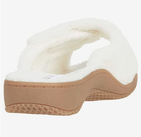 David Tate Women's Cozy Slippers Light Bone Terry Cloth