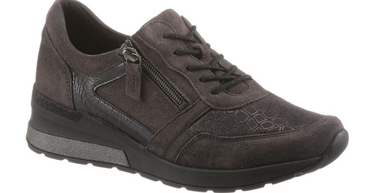 Waldlaufer Women's H-Clara Lace up Sneaker Carbon