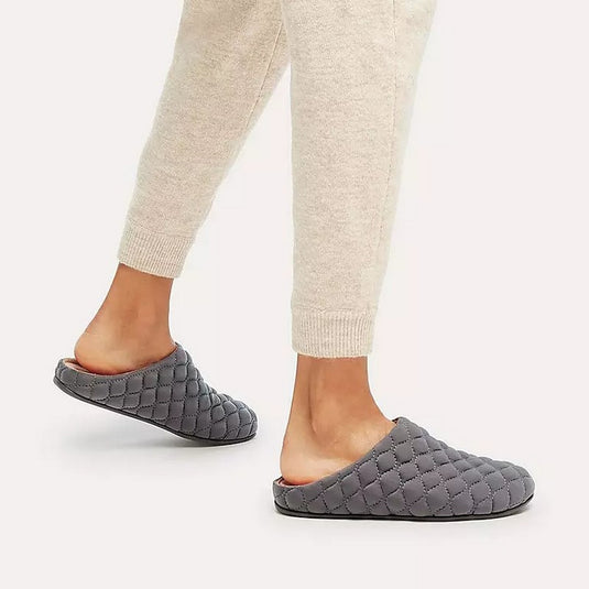 Fitflop Women's Chrissie Quilted Slippers Pewter Grey