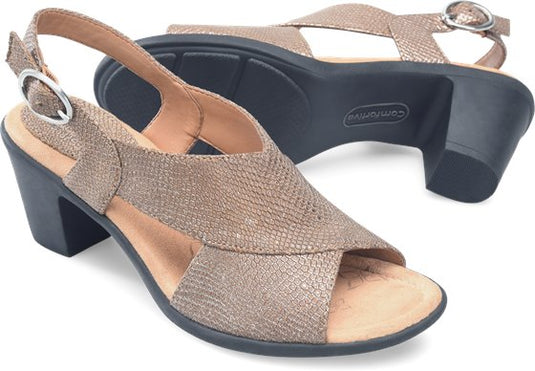 Comfortiva Women's Katara Back Strap Sandal Taupe Metallic