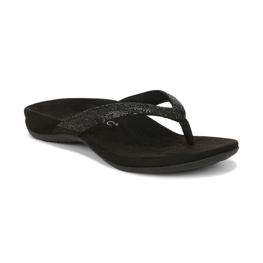 Vionic Women's Dillon Shine Toe Post Sandal Black