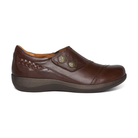 Aetrex Women's Karina Monk Strap Shoes Brown