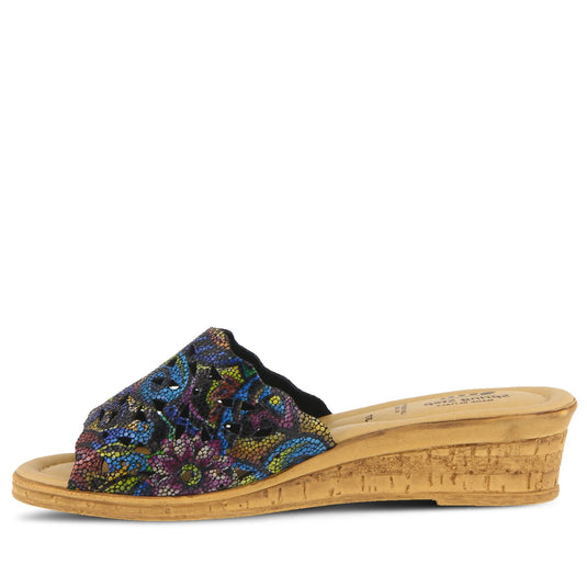 Spring Step Women's Estella-R Slide Sandal Black Multi