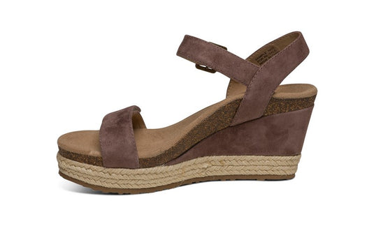 Aetrex Women's Sydney Quarter Strap Espadrille Wedge Deep Taupe