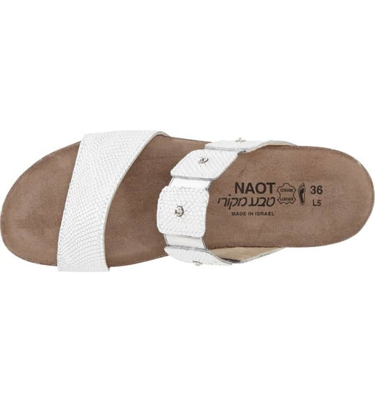 Naot Women's Ashley Slide Sandals White Snake Leather