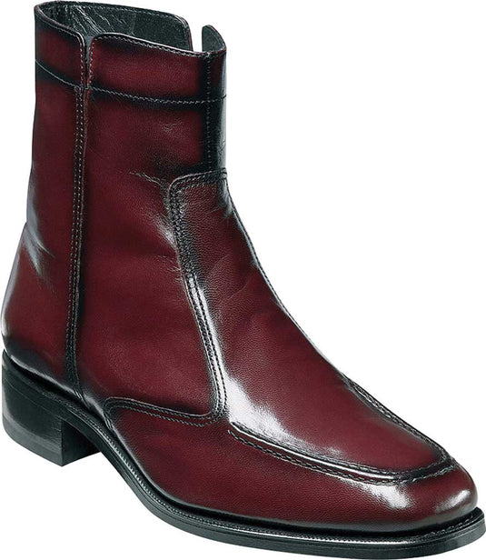 Florsheim Men's ESSEX  Moc Toe Zipper Boot Black Cherry - Free Socks