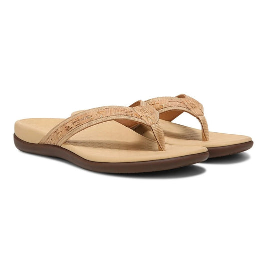 Vionic Women's Tide II Toe Post Sandals Gold Cork