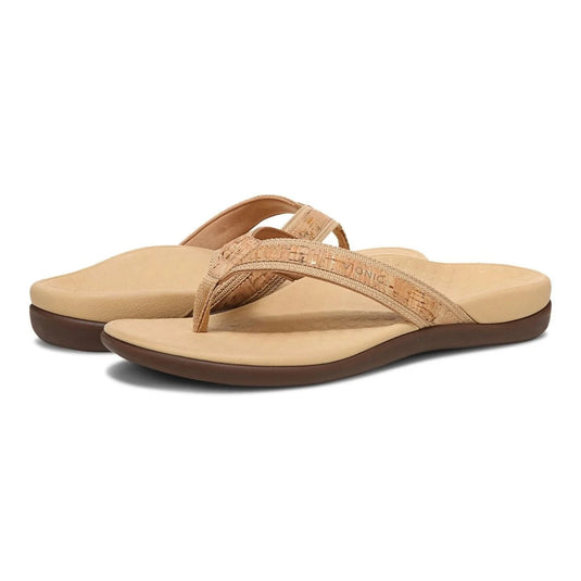 Vionic Women's Tide II Toe Post Sandals Gold Cork