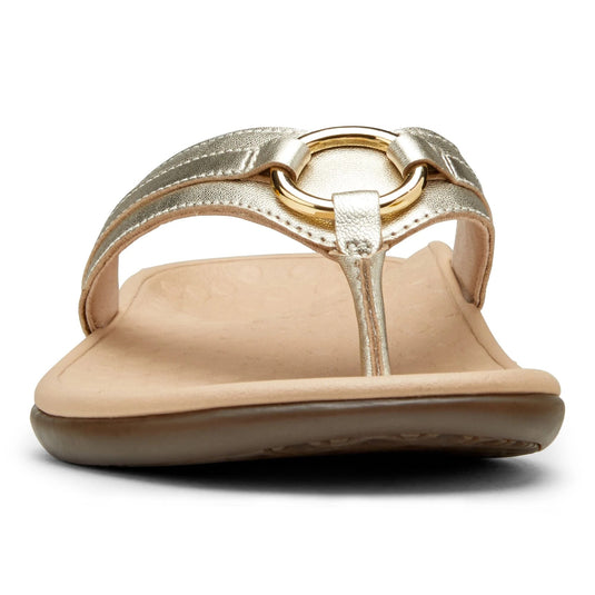 Vionic Women's Aloe Smooth Toe Post Sandal Champagne