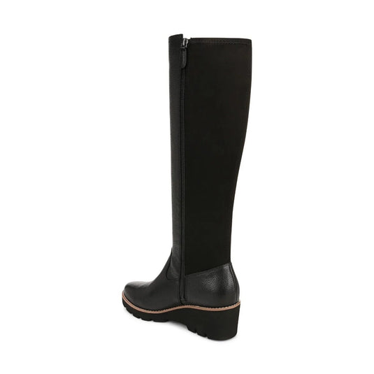 Vionic Ashland Tall Wedge Boot Women's Black Leather