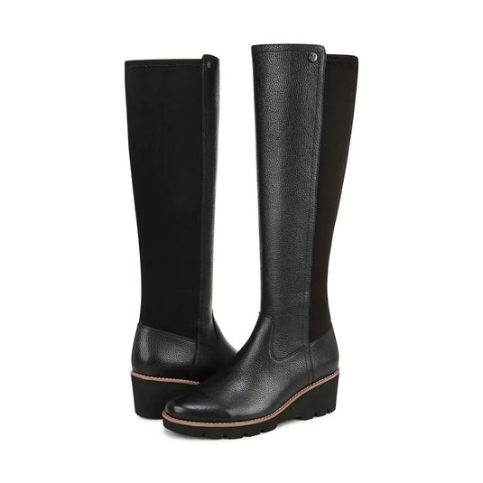 Vionic Ashland Tall Wedge Boot Women's Black Leather