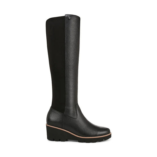 Vionic Ashland Tall Wedge Boot Women's Black Leather