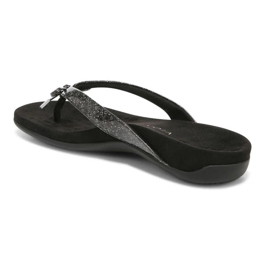 Vionic Women's Bella Toe Post Sandals Black Tile