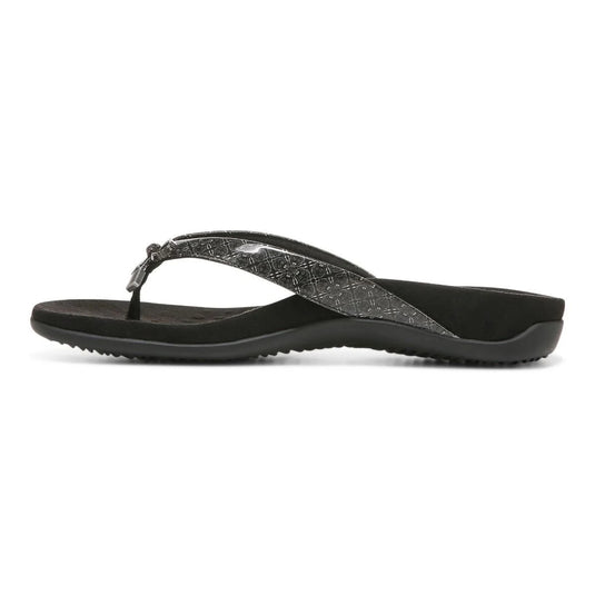 Vionic Women's Bella Toe Post Sandals Black Tile