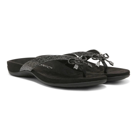 Vionic Women's Bella Toe Post Sandals Black Tile