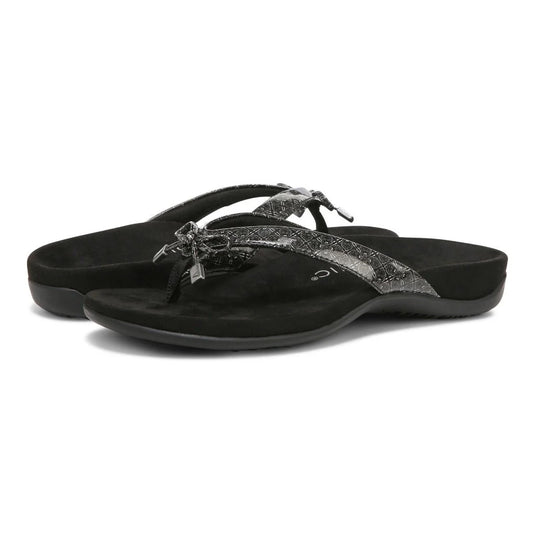 Vionic Women's Bella Toe Post Sandals Black Tile